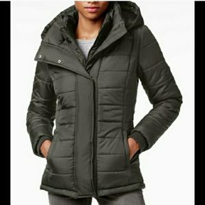 Quilted puffer jacket w/hood